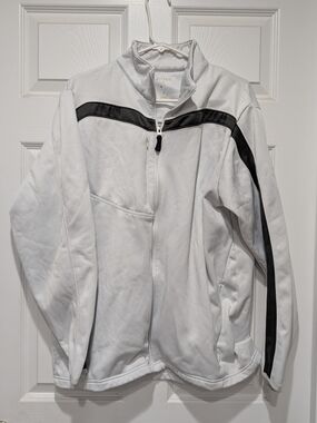 Antigua White Full-Zip Jacket with Black Stripe